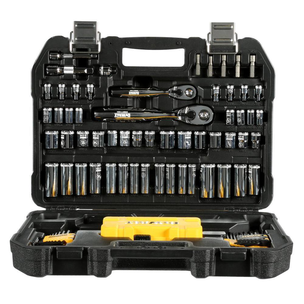 DW 14 in. x 38 in. Drive Polished Chrome Mechanics Tool Set (108-Piece) and 9 ft. x 12 in. Pocket Tape Measure DWMT73801W33028