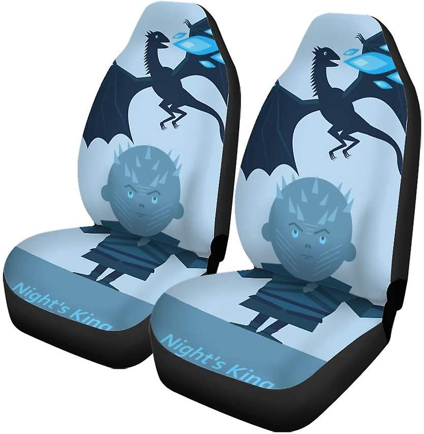 Set Of 2 Car Seat Covers Night's King Dinosaur Universal Auto Front Seats Protector Fits For Car，suv Sedan，truck