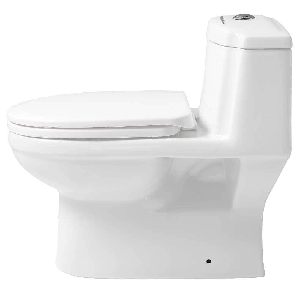 Whitehaus Collection Magic Flush 1Piece 1611 GPF Dual Flush Elongated Toilet in White