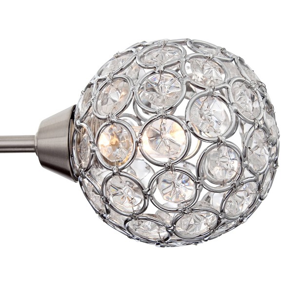 Wide Brushed Nickel 5 light Crystal Globe For Bedroom Kitchen Hallway