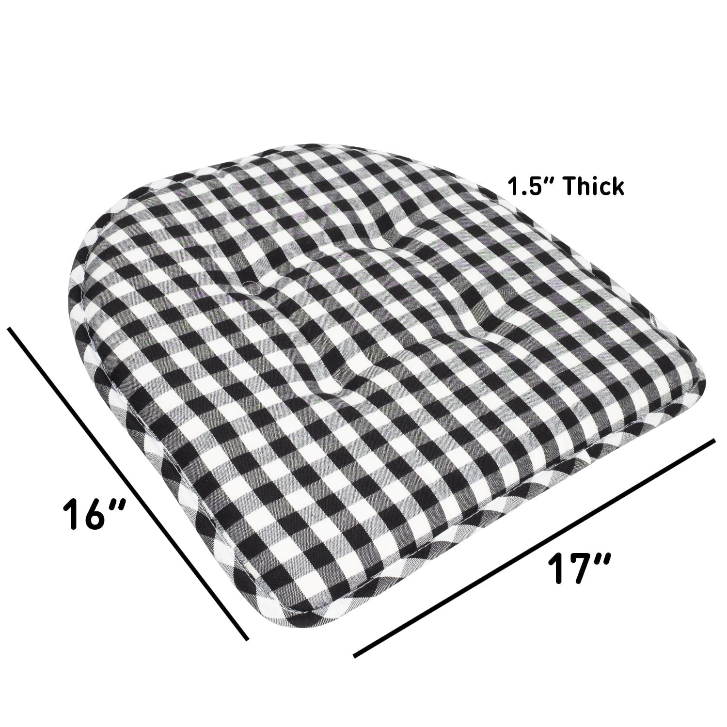 Checkered Memory Foam U-Shape Non-Slip Chair Cushion Pad 6 Pack - Black/White