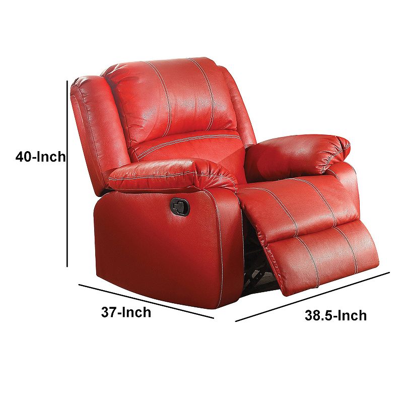 Leather Rocker Recliner Chair， Red