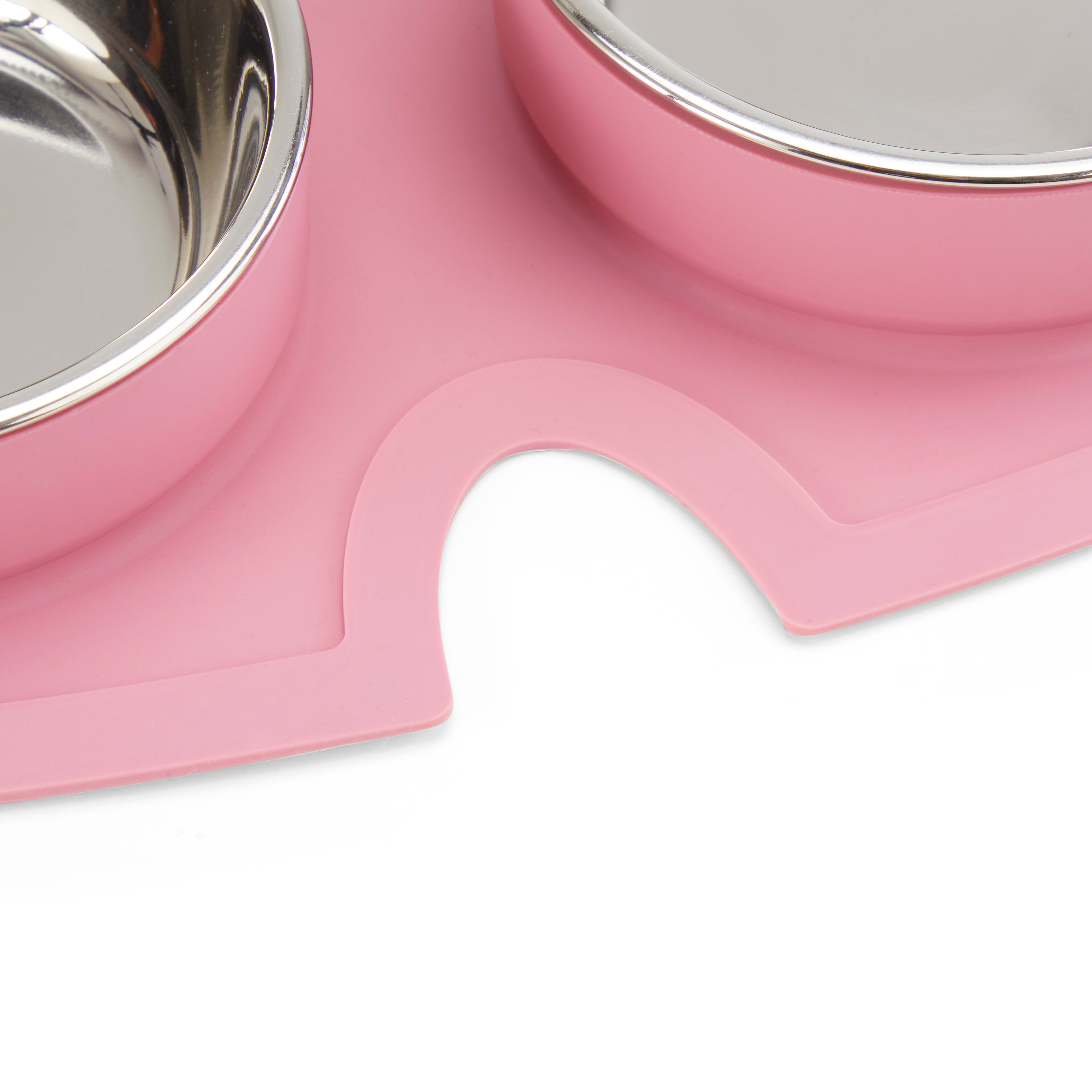 EveryYay Better Together Mauve Silicone Double Diner for Cats， 0.95 Cups