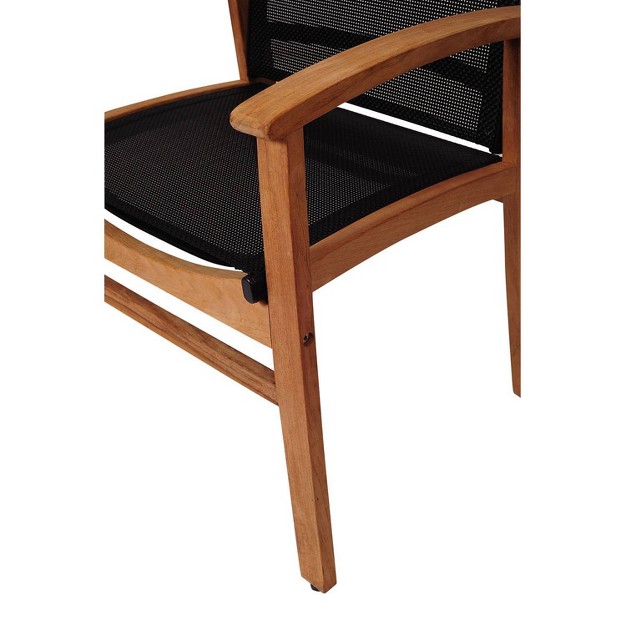 Fortuna Patio Teak Wood Dining Chair Black Weather resistant Stackable Outdoor Seating Fsc Certified