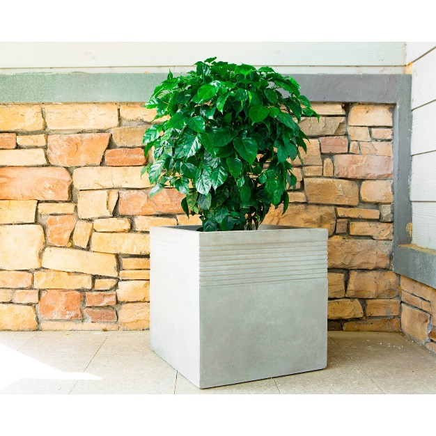 Kante Lightweight Outdoor Modern Square Concrete Planter Natural Concrete Gray Rosemead Home amp Garden Inc