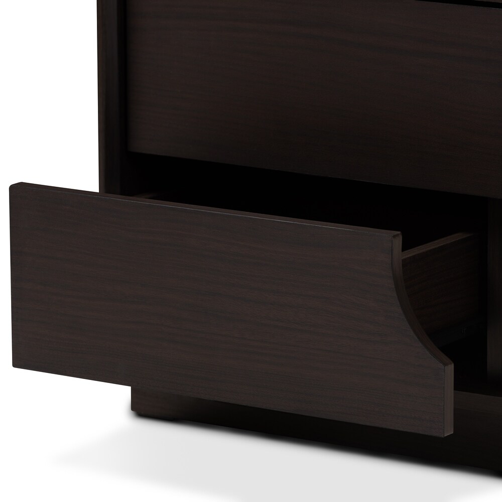 Contemporary Brown Finished 2 Drawer Nightstand by Baxton Studio