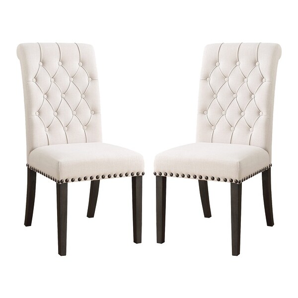 Set Of 2 Dining Chairs in Beige and Black Finish