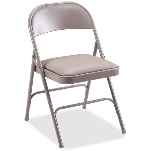 Lorell Steel Folding Chairs - 4/CT Beige Vinyl Seat - Beige Steel Frame/ Carton