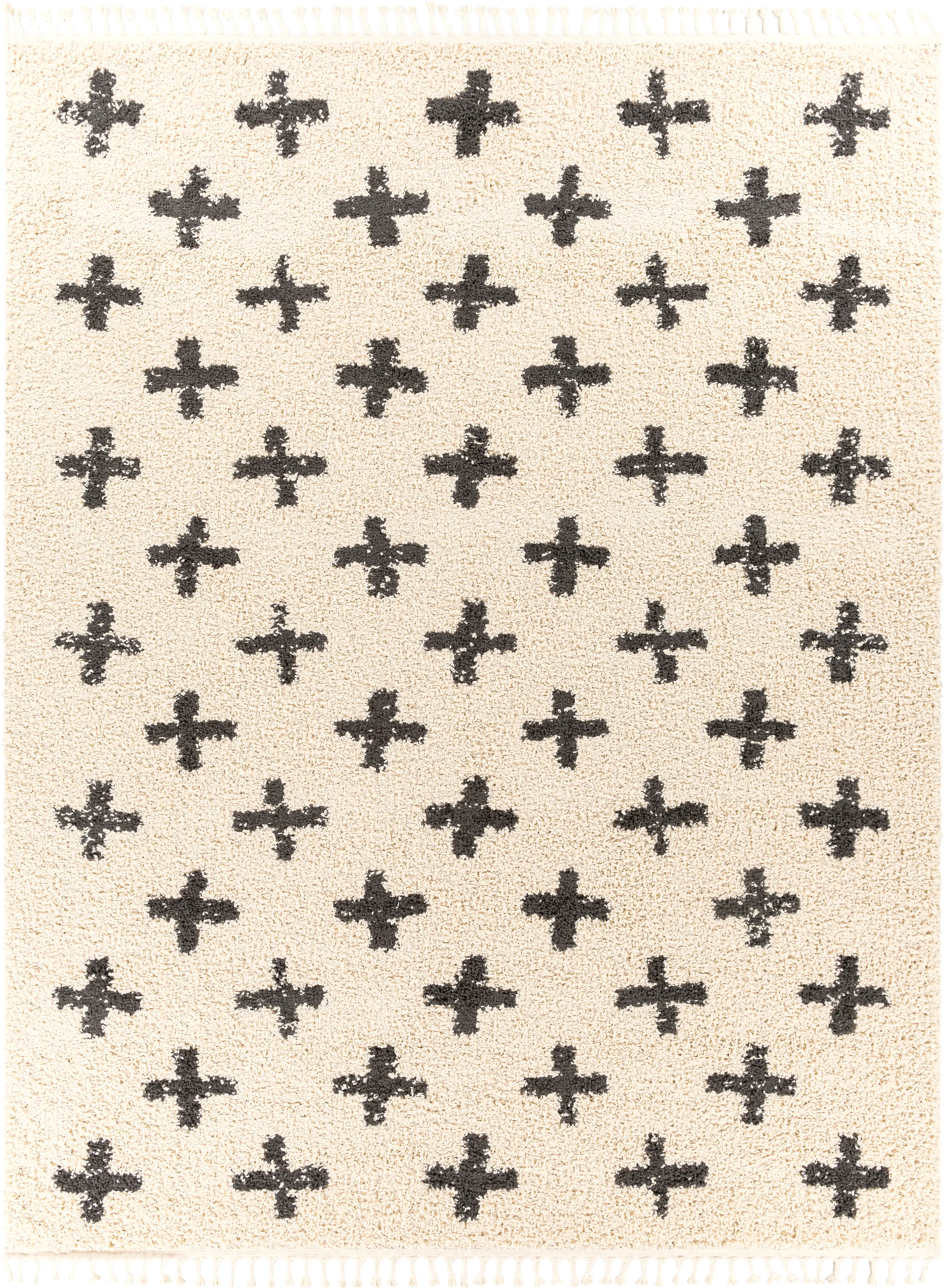 Berber 5 x 7 Contemporary Swiss Cream Shag Rug