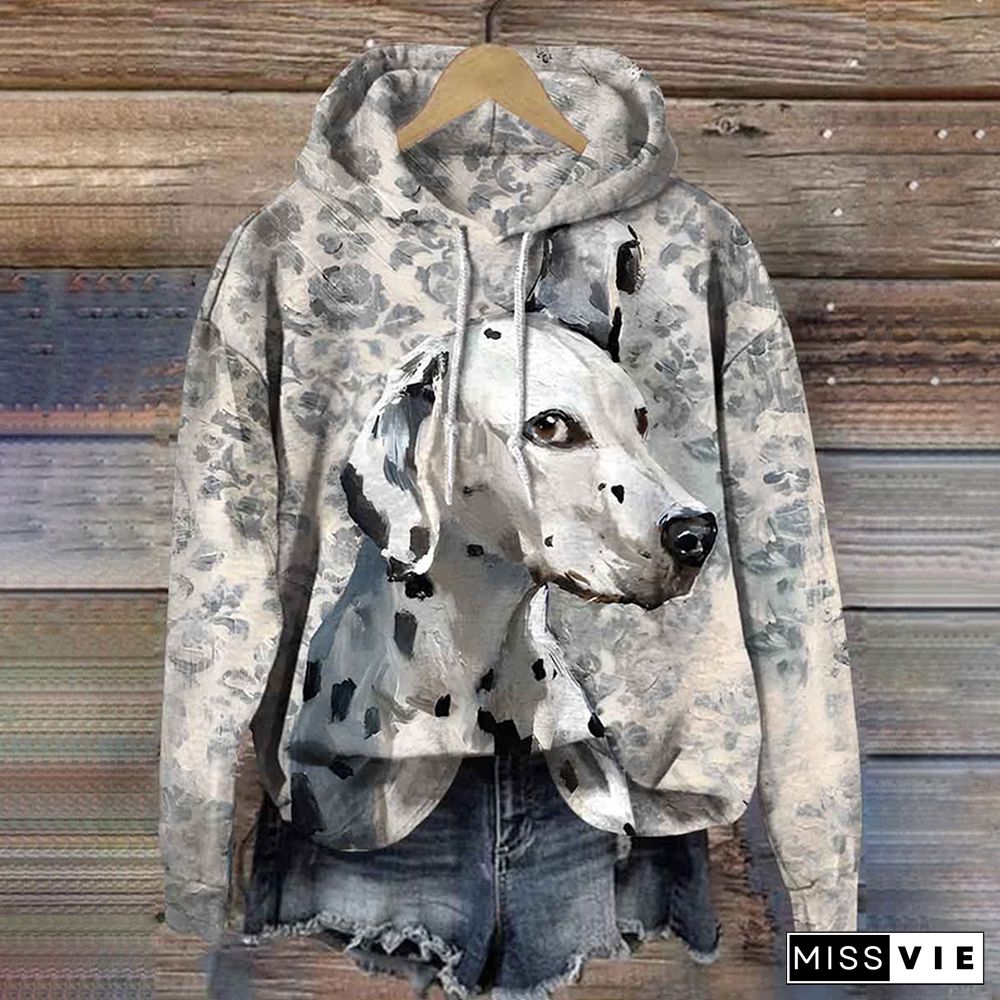 Dalmatian Print Long Sleeve Hoodie