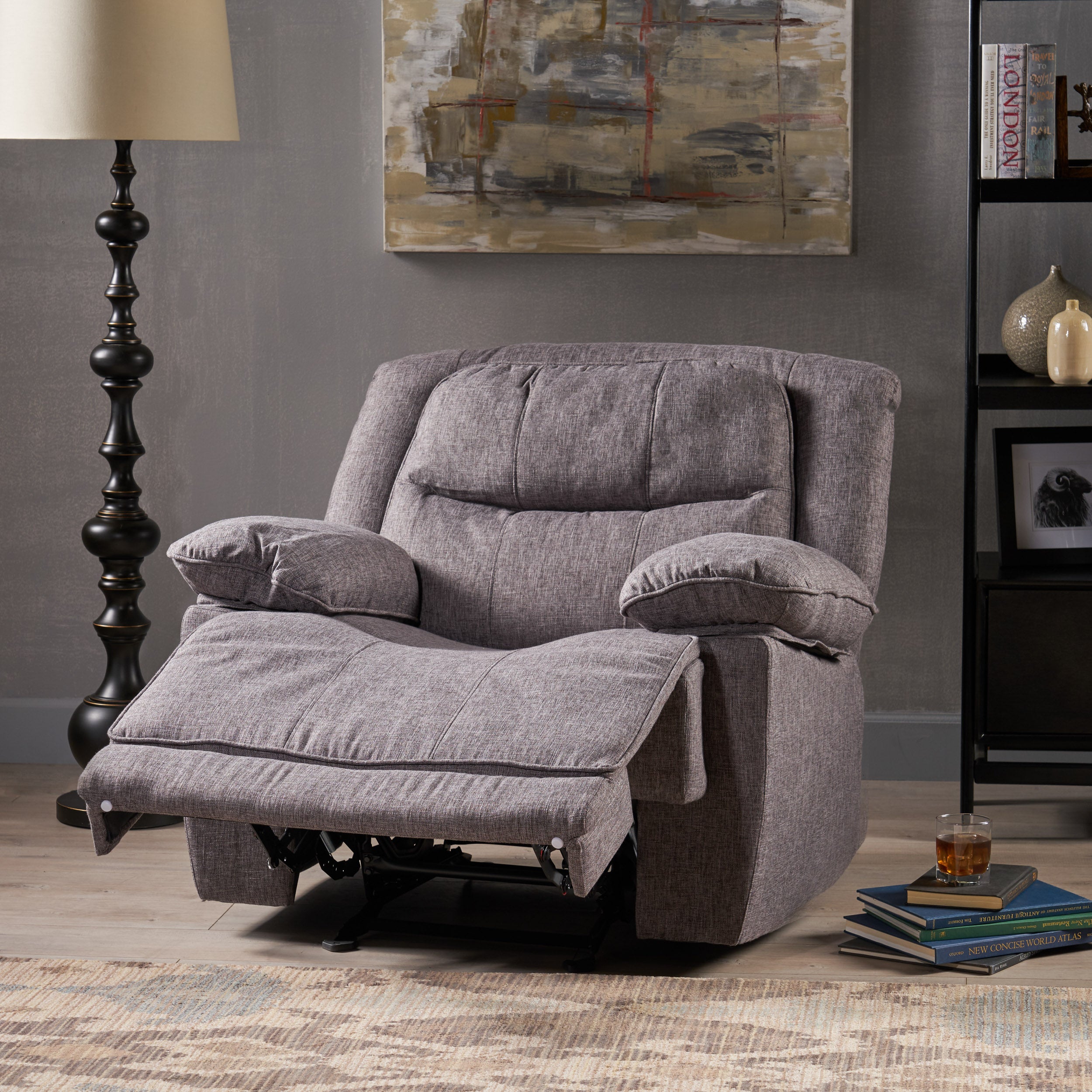 Antoinette Contemporary Pillow-Tufted Upholstered Fabric Glider Recliner