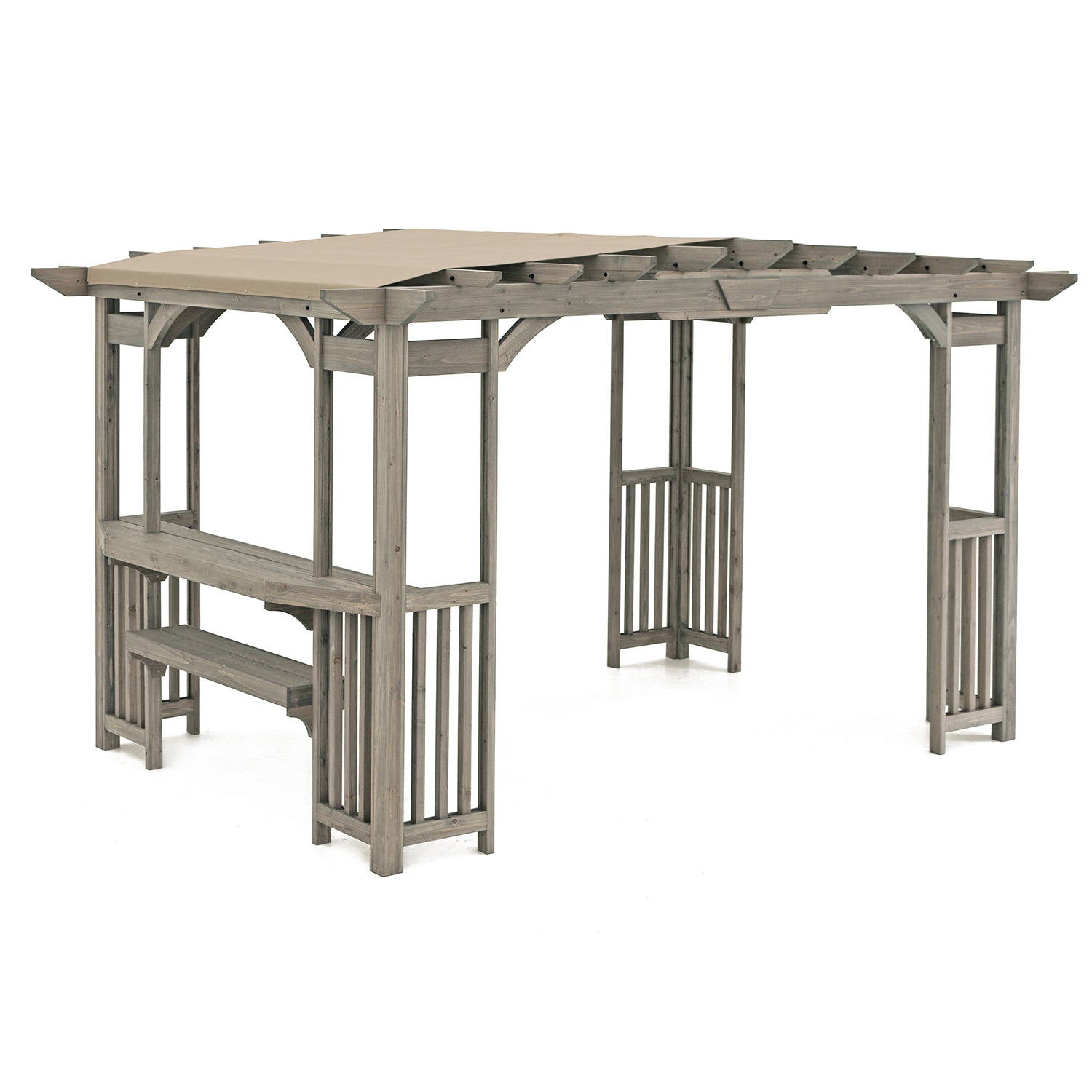 Yardistry YM11783 10 ft. x 14 ft. Madison Pergola with Bar and Sunshade, Grays