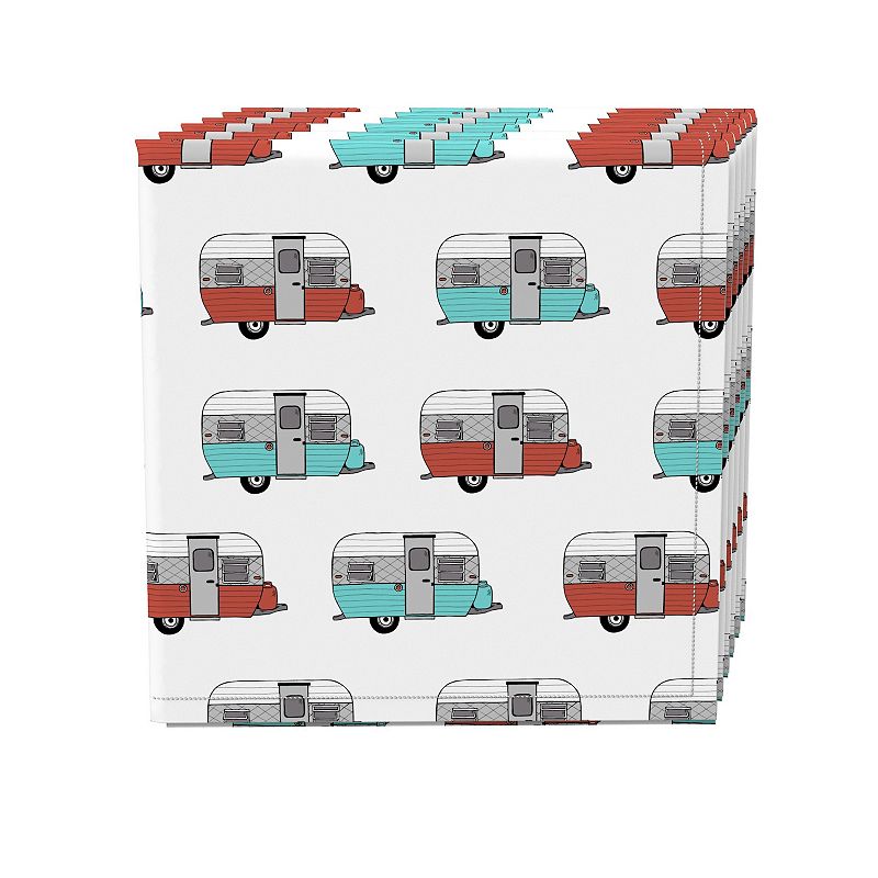 Napkin Set of 4， 100% Cotton， 20x20， Retro Trailer Camper