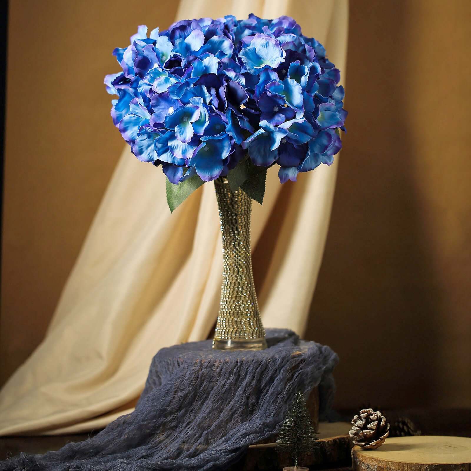 5 Bushes Royal Blue Artificial Silk Hydrangea Flower Bouquets