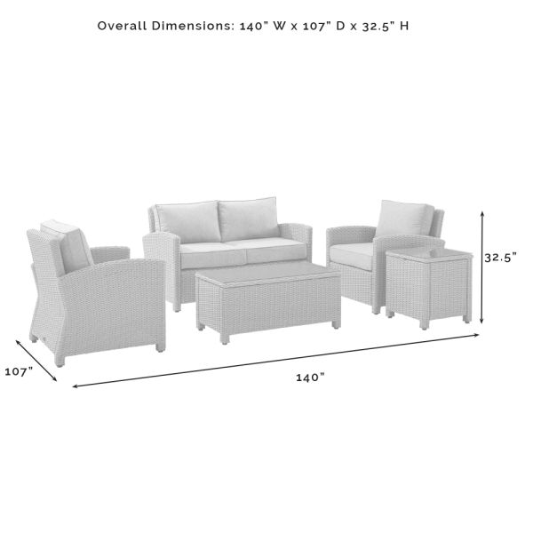 Bradenton 5Pc Outdoor Wicker Conversation Set