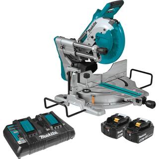 Makita 18V 5.0Ah X2 LXT Lithium-Ion (36V) Brushless Cordless 10 in. Dual-Bevel Sliding Compound Miter Saw with Laser Kit XSL06PT