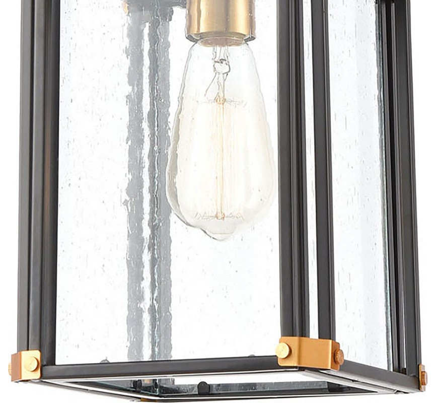 Rectangular 1 Light Outdoor Hanging Lantern Ceiling Light Brass Accents   Transitional   Outdoor Hanging Lights   by Bailey Street Home  Houzz