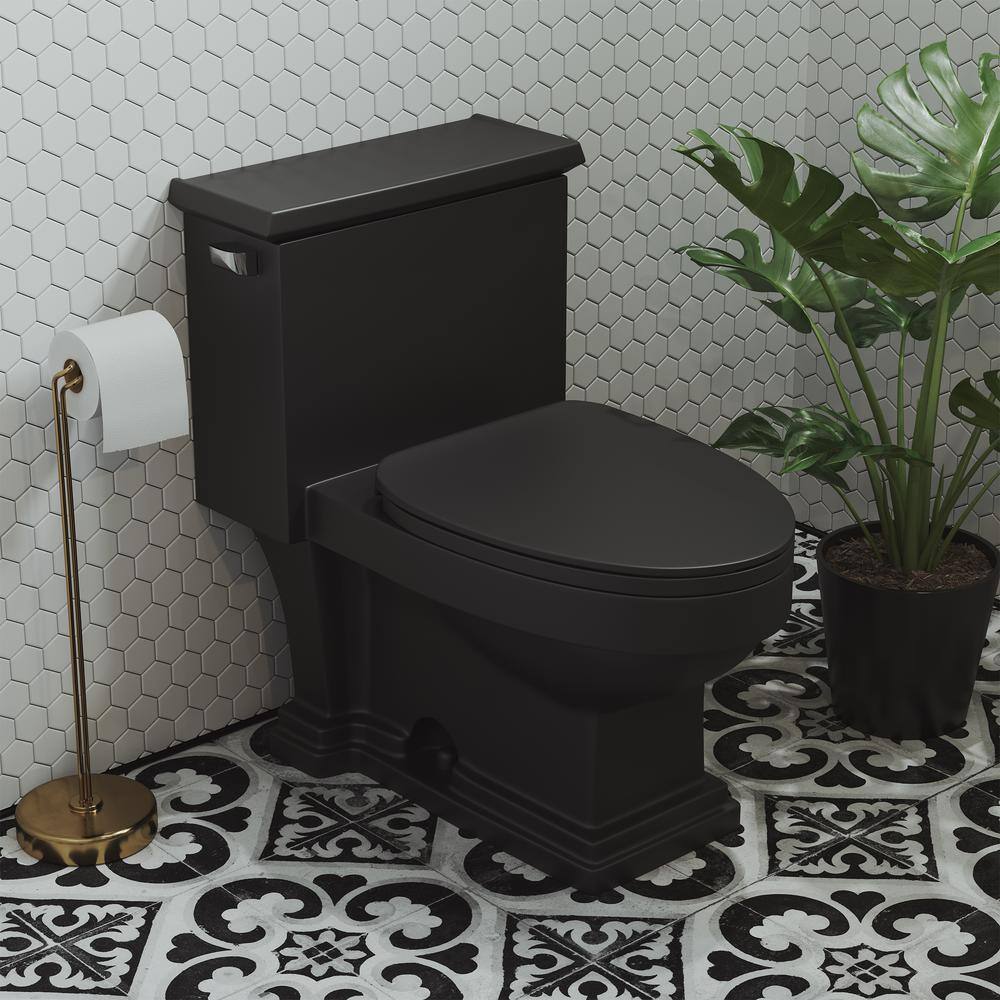 Swiss Madison Voltaire 1-Piece 1.28 GPF Single Flush Elongated Toilet in Matte Black Seat Included SM-1T114MB