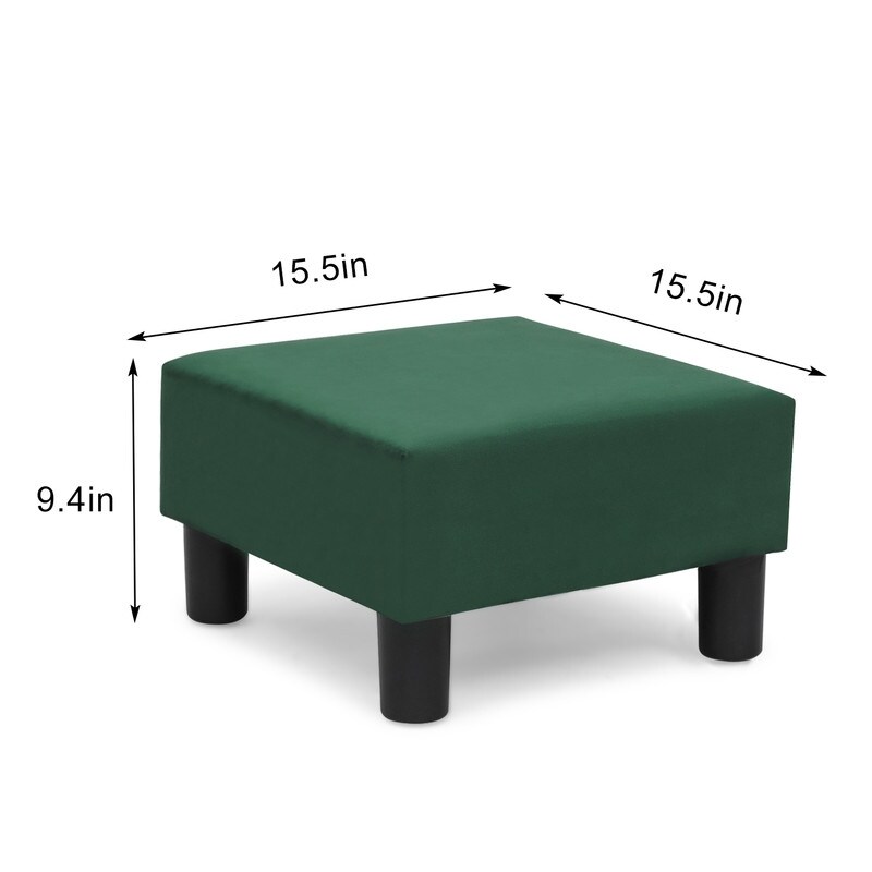 Adeco Small Square Footstool Ottoman Modern Fabric Footrest Stool