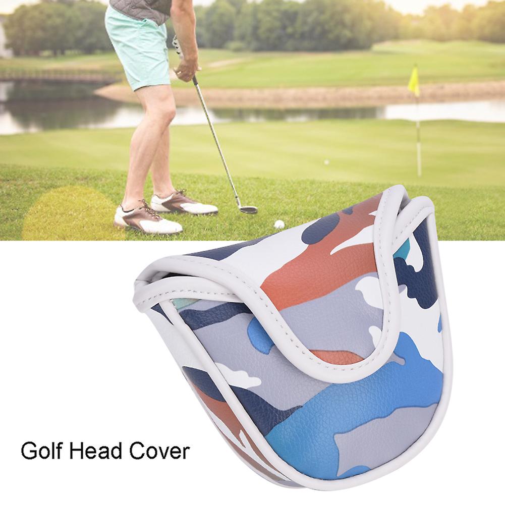 Semicircular Camouflage Blue Pu Leather Waterproof Thicken Lining Golf Putter Head Cover Club Headcovers Accessory