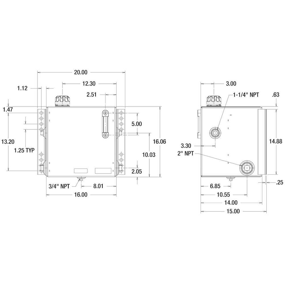 Buyers Products Company 15 Gal. Side Mount Steel Reservoir SMR15S