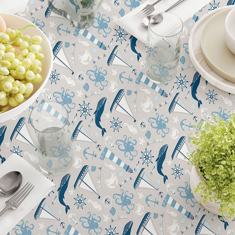 Square Tablecloth， 100% Polyester， 54x54， Elements of the Sea