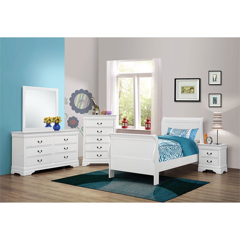 Bowery Hill Louis Philippe 6 Drawer Double Dresser in White