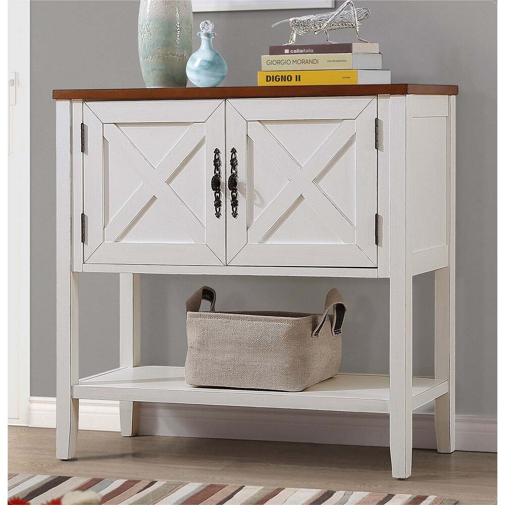 Console Table with Bottom Shelf and 2 Door Cabinet