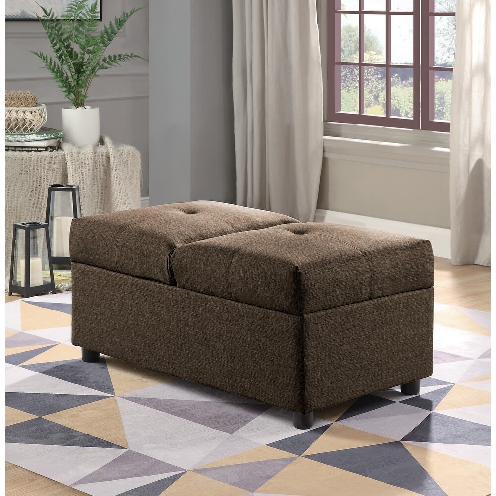 Storage Fabric Ottoman Convertible Chair Foam Cushioned Storage Chest with Solid Wood Plywood Frame for Living Room Bedroom