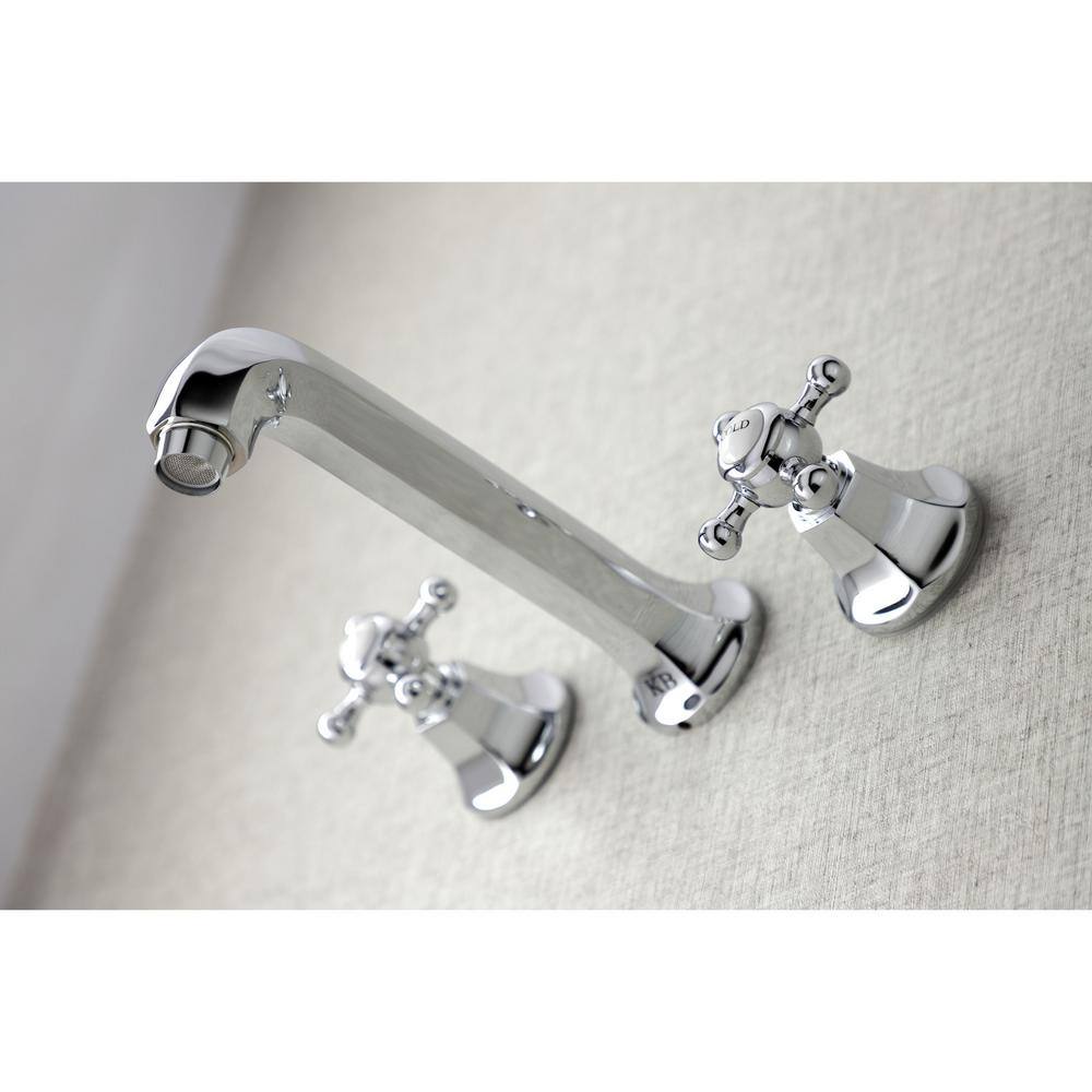 Kingston Brass Metropolitan 2-Handle Wall Mount Bathroom Faucet in Polished Chrome HKS4021BX