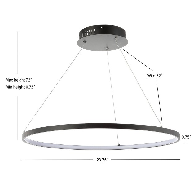 Round Metal Brice Chandelier includes Energy Efficient Light Bulb Black Jonathan Y