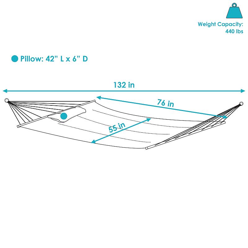 Sunnydaze 2-person Quilted Fabric Hammock With Pillow