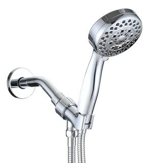 Aurora Decor ACAD 5-Spray Patterns 1.8 GPM 3.5 in. Wall Mounted Handheld Shower Head with Hose in Chrome FAMSH2B5B002CH