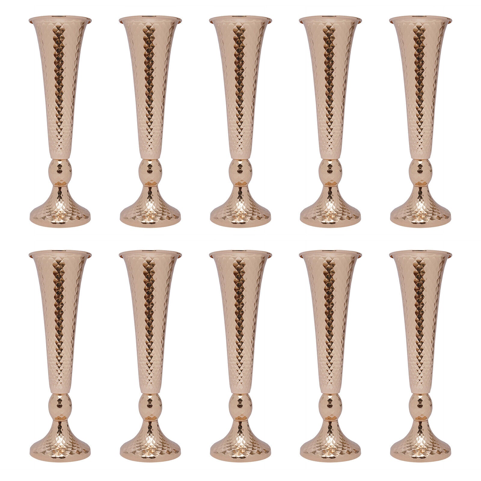 Oukaning 10 Pcs Wedding Centerpieces Vases Metal Trumpet Vase Desktop Decoration Vase Golden