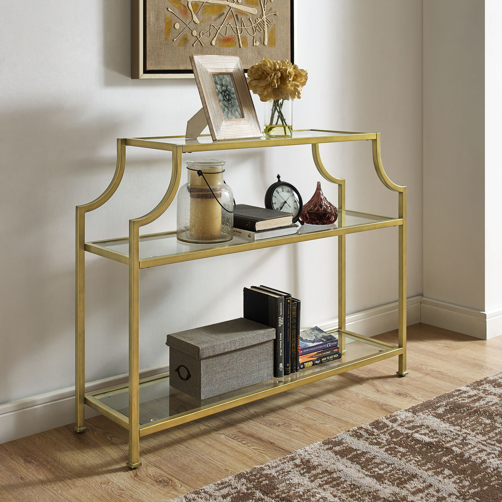 Aimee Glass Console Table   Contemporary   Console Tables   by Homesquare  Houzz