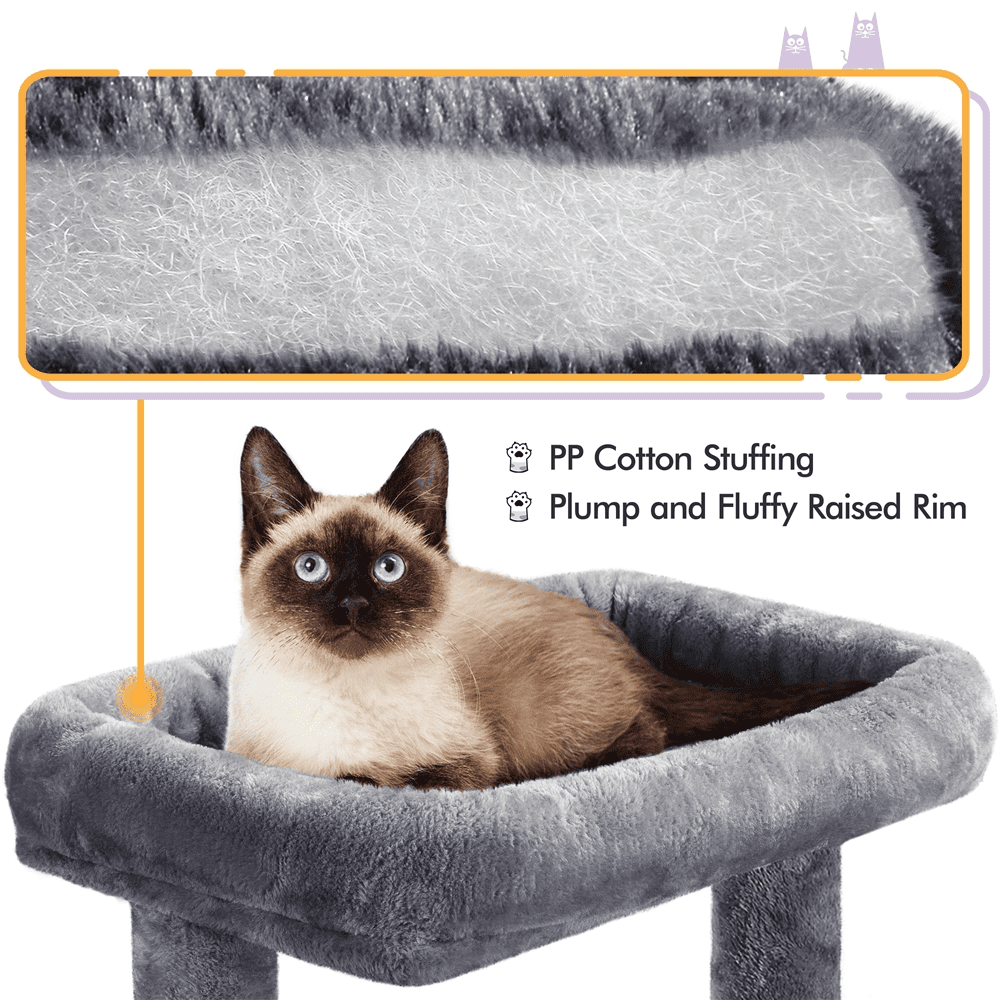 Topeakmart 40-in Cat Tree Tower Medium Cat House with Condo Perch Platform Basket， Dark Gray