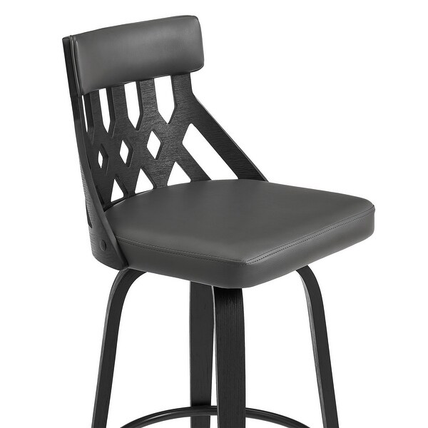 Crux Swivel Bar Stool in Faux Leather and Wood