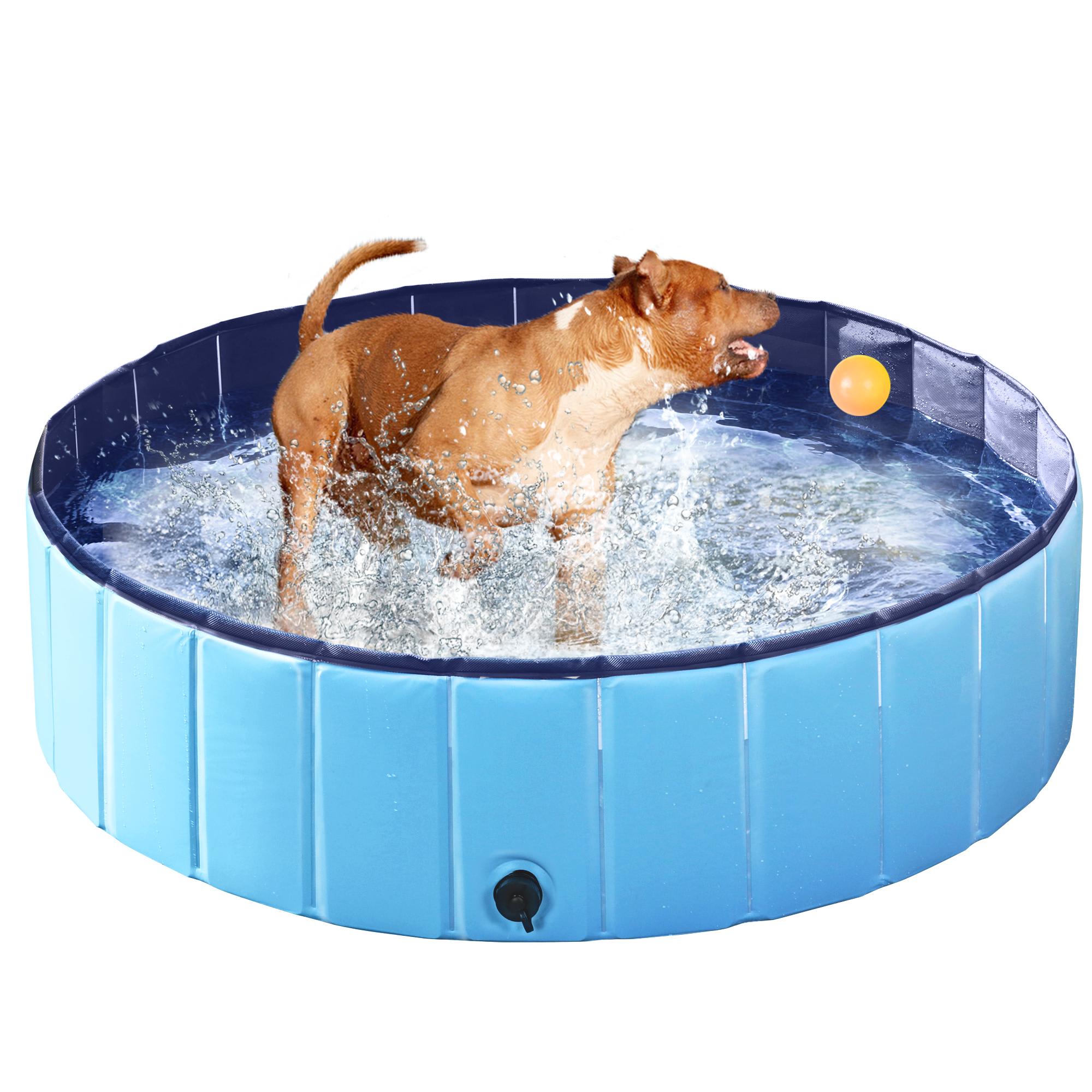 Topeakmart Blue Foldable Swimming Pool for Dogs， Large