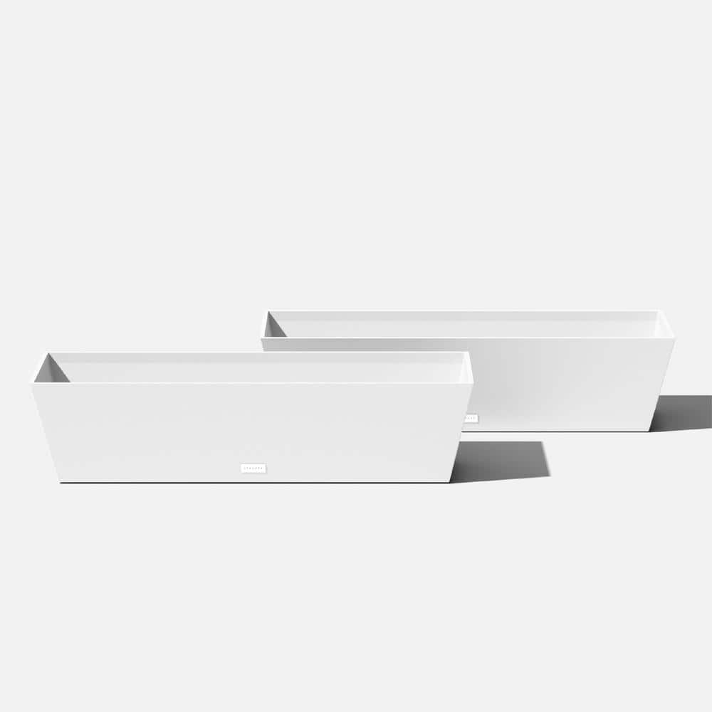 Veradek 9 in. x 36 in. White Plastic Window Box (2-Pack) WBV36W-2PK