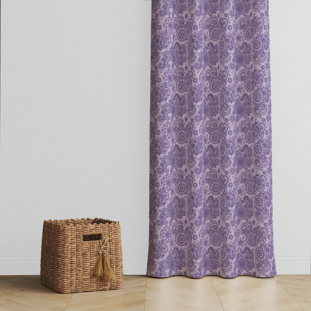 Bacati Isabella Lilac Scroll Cotton Printed Single Window Curtain Panel