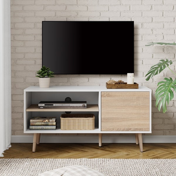 Mid Century Modern TV Stand for up to 85 inch 2 in 1 Entertainment Center