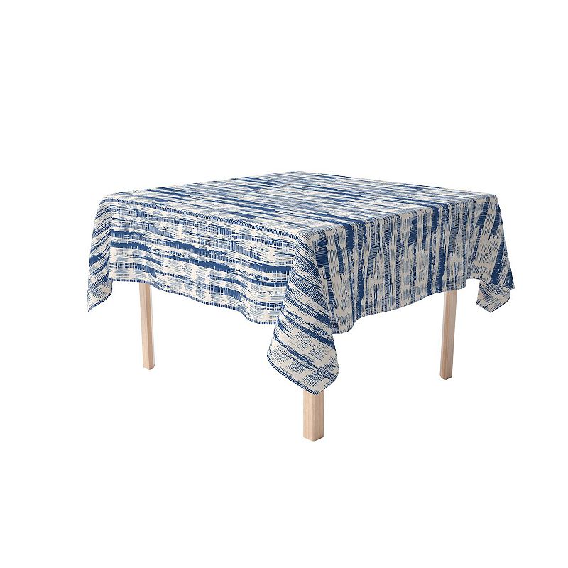 Square Tablecloth， 100% Polyester， 54x54， Blue Batik Stripe