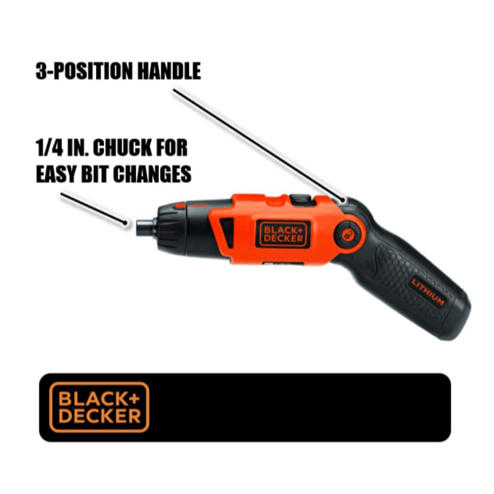 BLACK+DECKER 3.6V Lithium-Ion Cordless Rechargeable 1/4 in. 3-PositIon Cordless Rechargeable Screwdriver with Charger LI2000