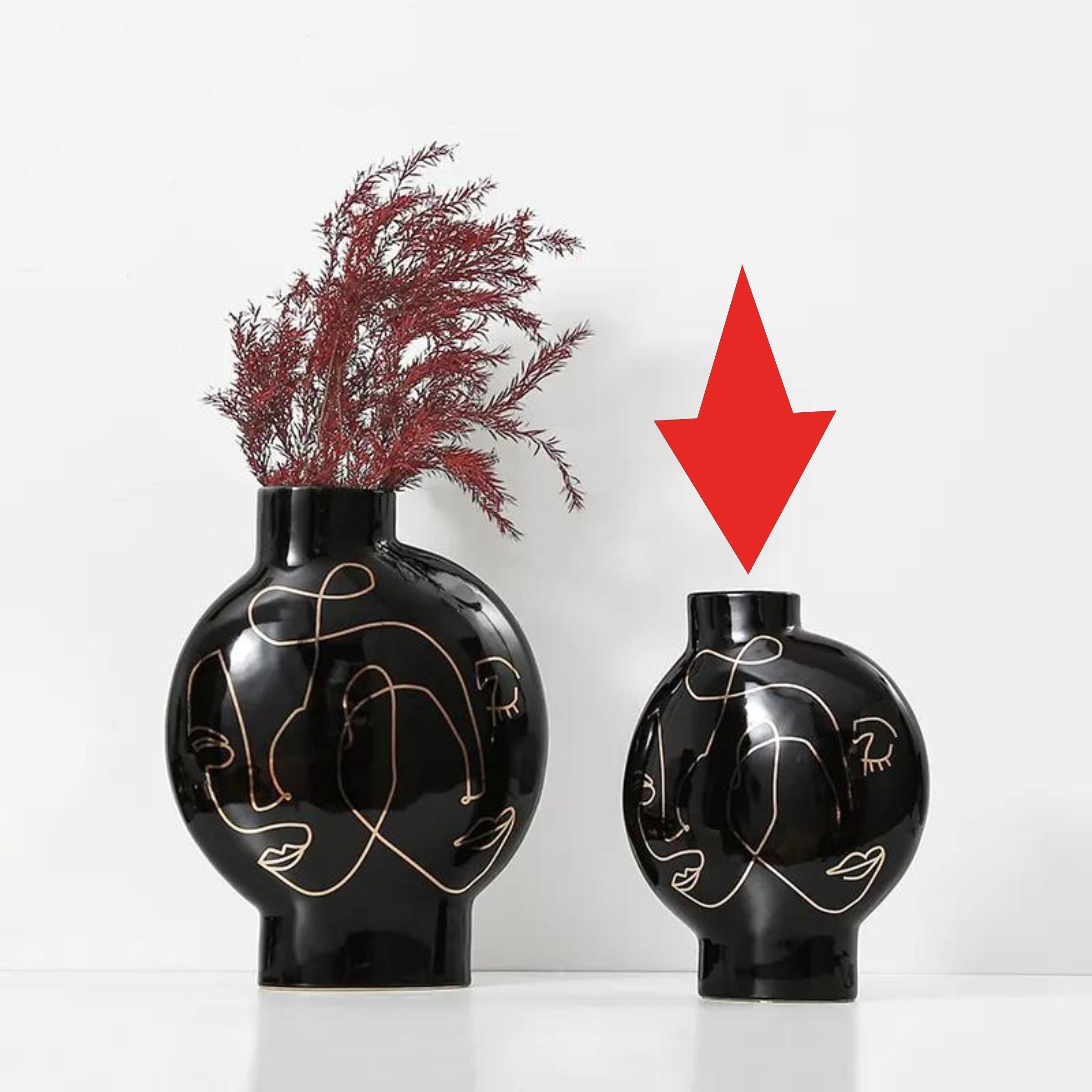 Black Hand Painted Vase-B Fa-D21103B