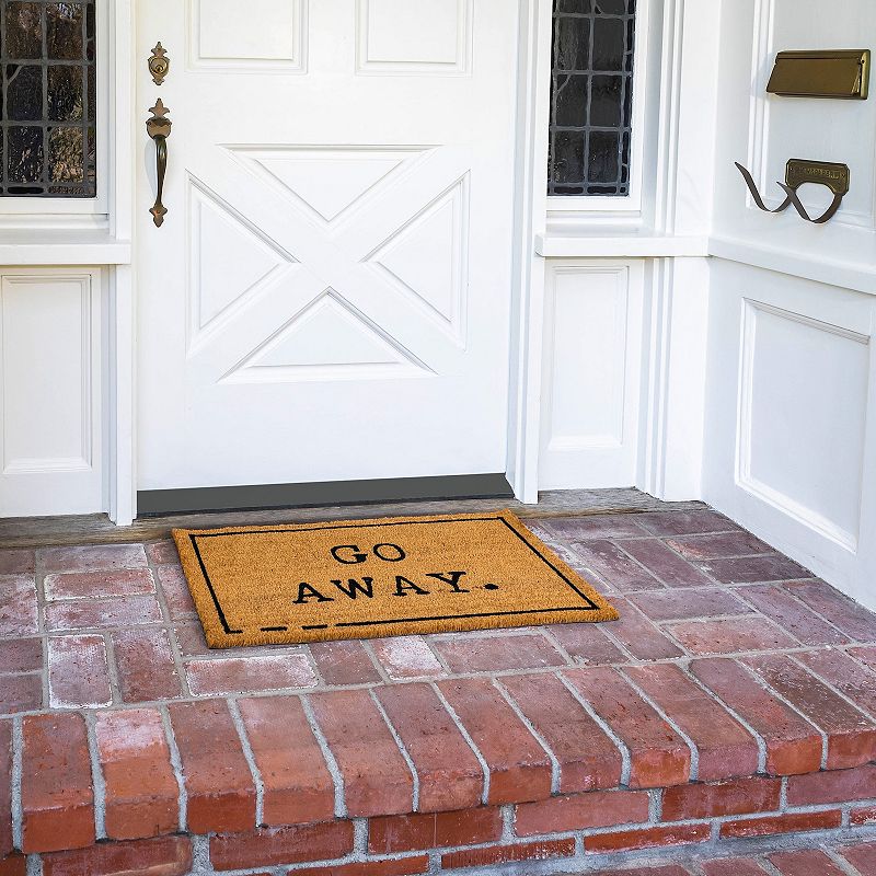 Go Away Doormat， Funny Front Door Welcome Mat for Porch or Patio， Natural Coco Coir (17 x 30 In)