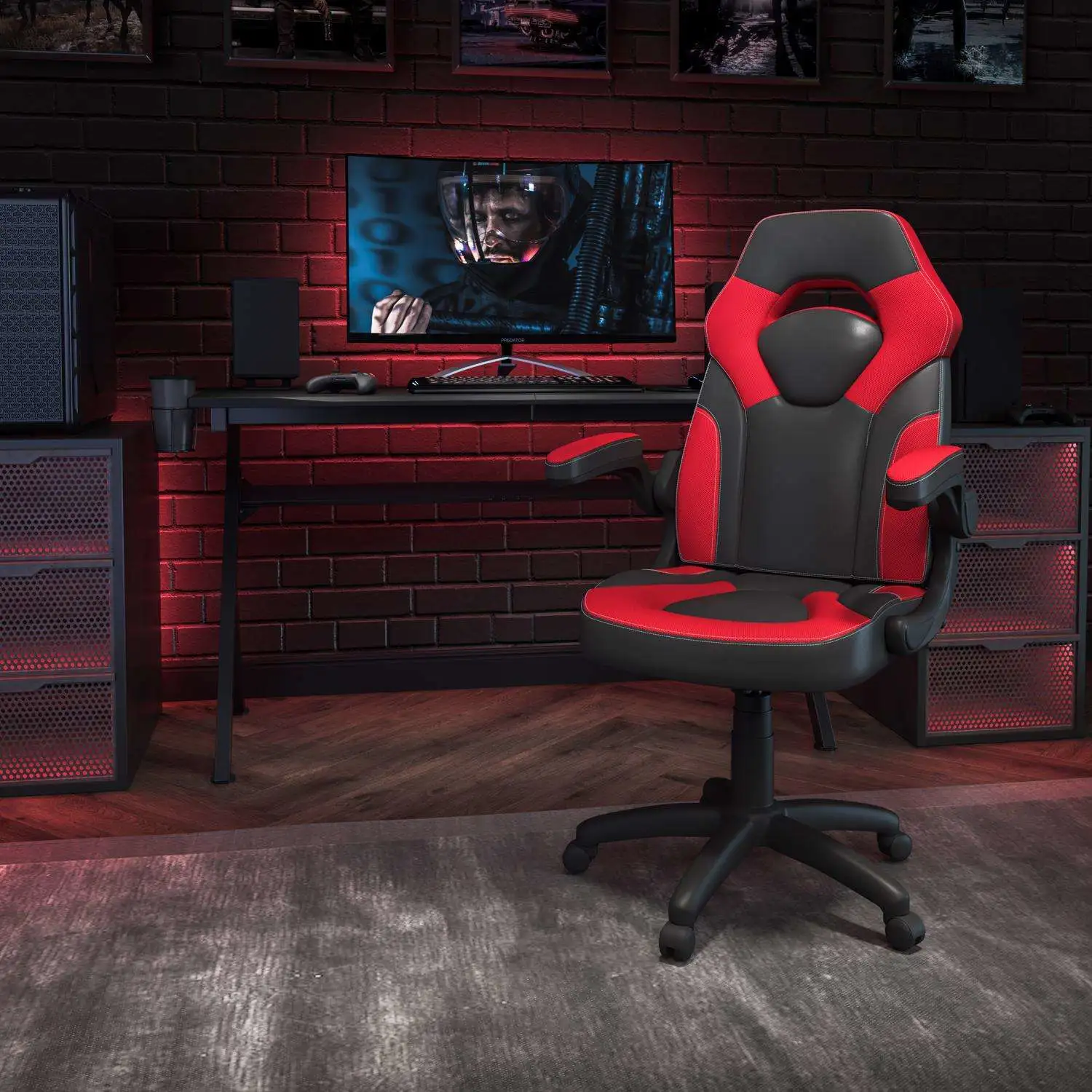 X10 Black/Red Leather/Mesh Office Chair