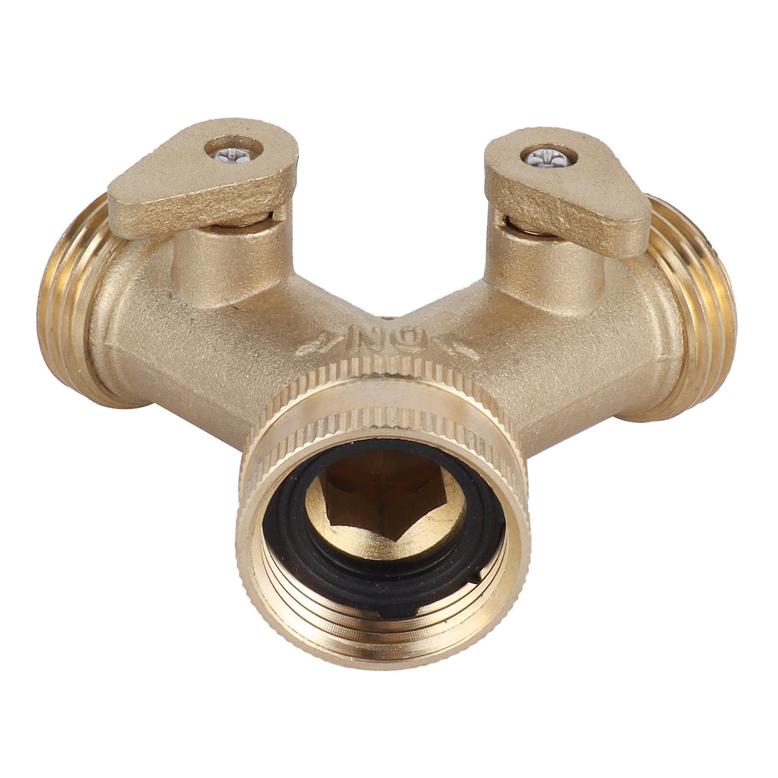 Garden Hose Splitter 2Way AllBrass Heavy Duty Simple Operation Outlet Splitter for NPT 3/4 Garden Hose