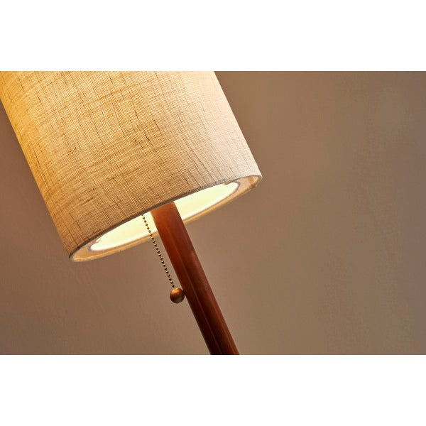 Adesso Hamptons Floor Lamp with a Wooden Base and Walnut Color Finish