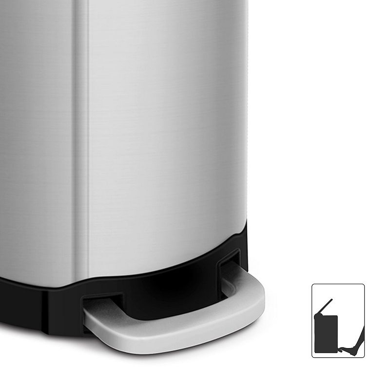 1.6 Gal./6 Liter Stainless Steel Semi-round Step-on Trash Can for Bathroom and Office