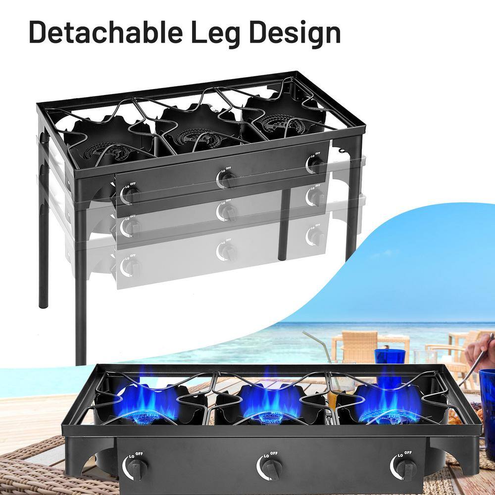 Gymax 225000 BTU Outdoor 3-Burner Stove High Pressure Propane Gas Camp Stove GYM08272